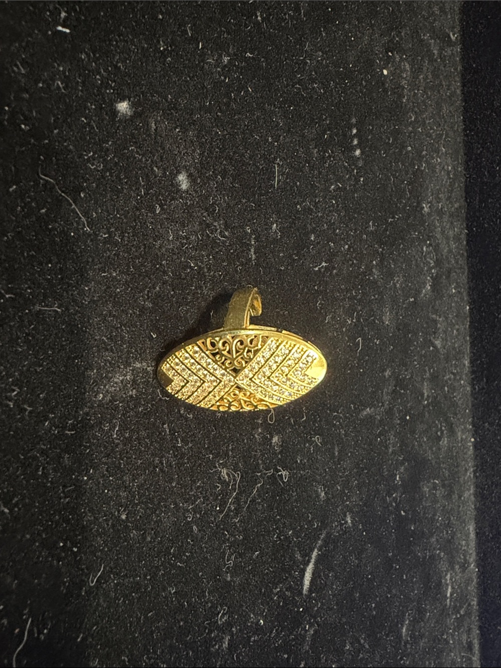 Gold Oval Pave Crystal Pendant sku6